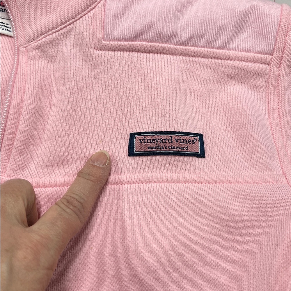 Vineyard Vines Casual Preppy Pink Quarter Zip Cotton Pop Up Collar Sweatshirt M - Picture 11 of 16